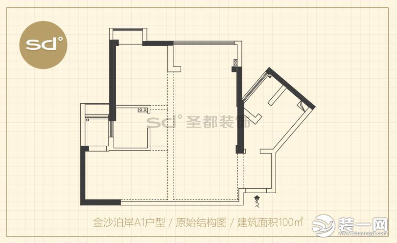 武汉圣都装饰金沙泊岸方案解析 100平两室两厅户型