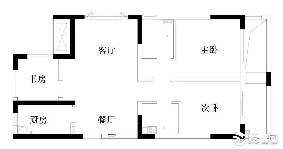 圣都装饰90平三室一厅现代北欧风设计 惬意阳光书房