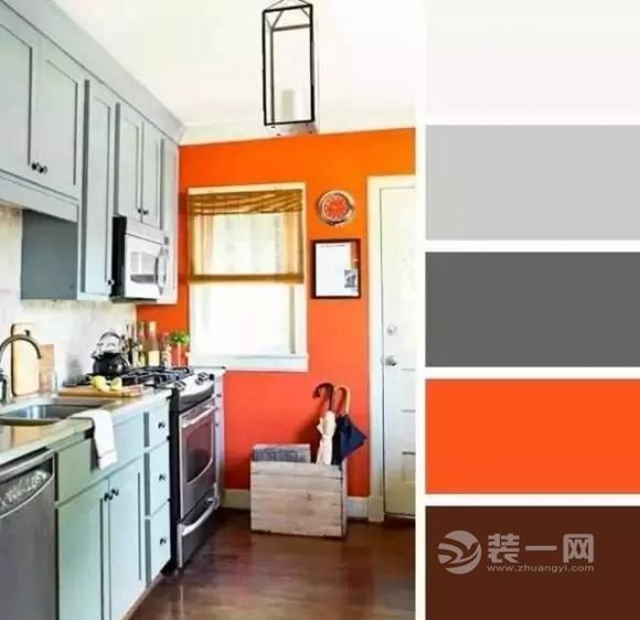 橙色系厨房装修设计图
