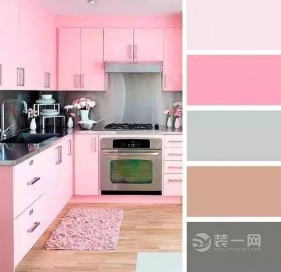 粉色系厨房装修设计图
